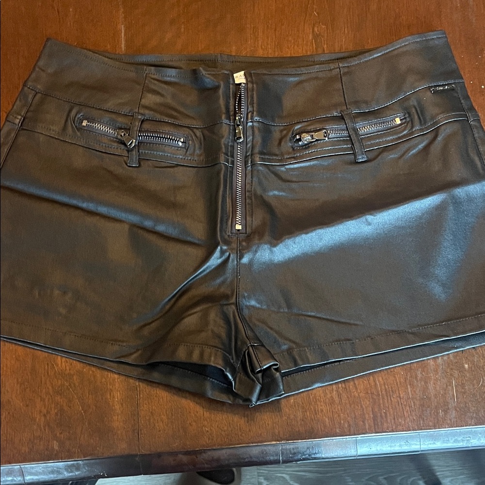 Black Leather Women Shorts